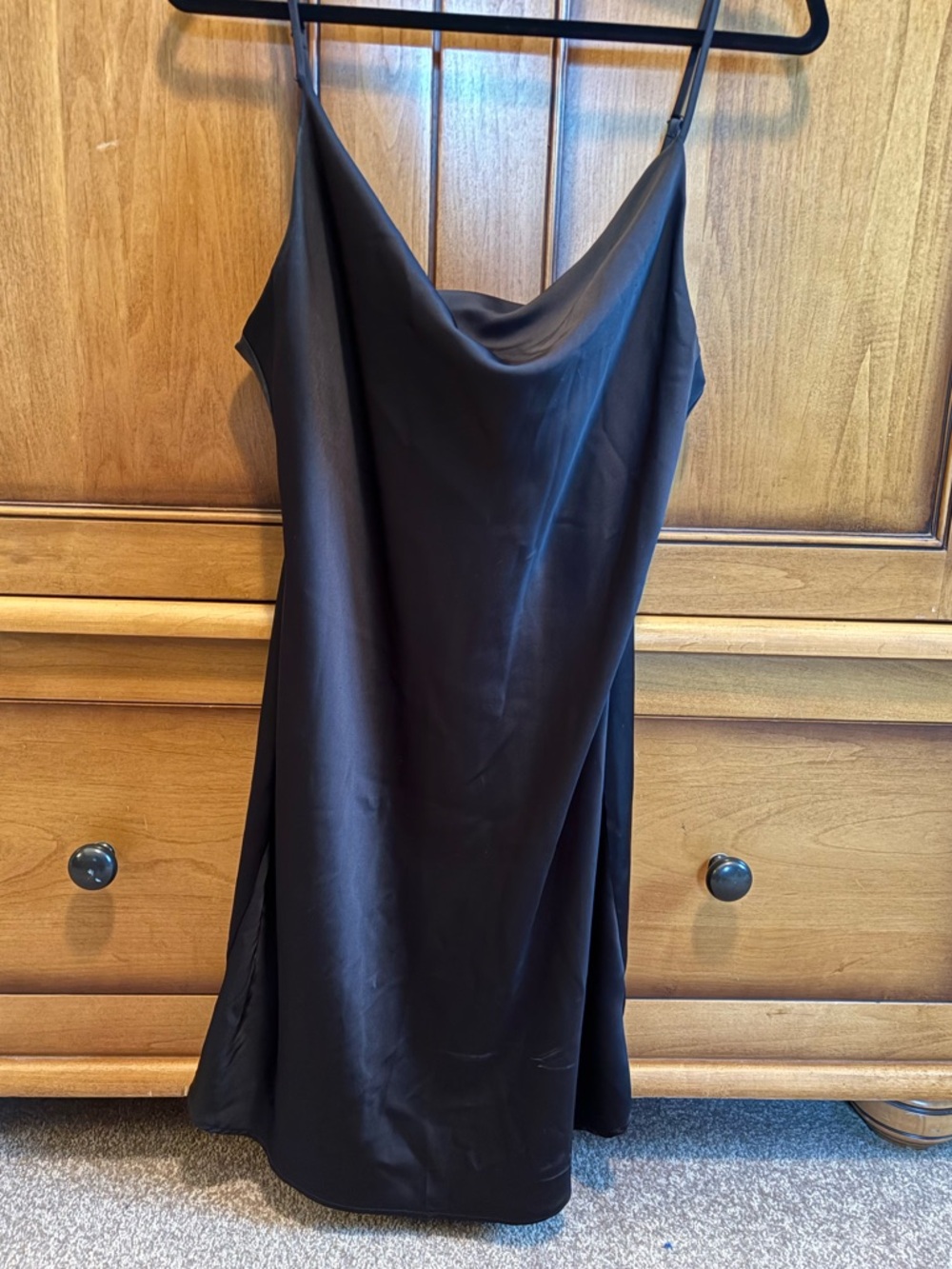 Satin Slip Dress - Black